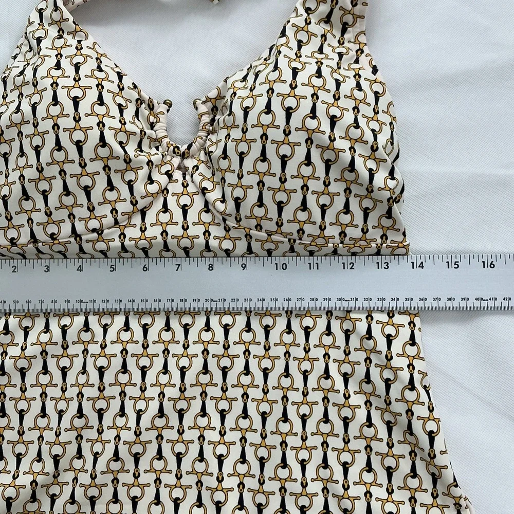 LANDS' END Tankini Swimsuit Sz 8 Navy Gold HorseBit Pattern Equestrian New Tags